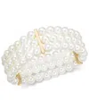 Charter Club Gold-tone Imitation Pearl Triple-row Stretch Bracelet, Created For Macy's In White