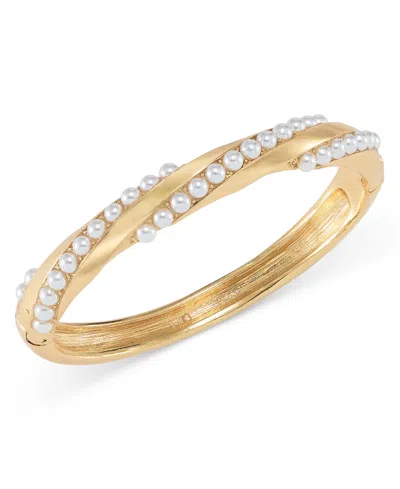 Charter Club Gold-tone Imitation Pearl Twist Bangle Bracelet, Created For Macy's