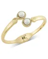 Charter Club Gold-tone Pave & Imitation Pearl Bypass Bangle Bracelet, Created For Macy's In Gold