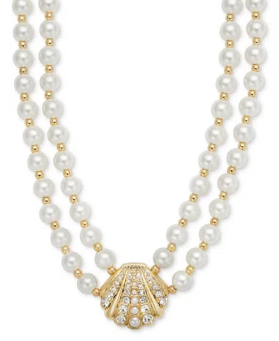 Charter Club Gold-tone Pave & Imitation Pearl Double Strand Pendant Necklace, 16" + 2" Extender, Exclusively At M