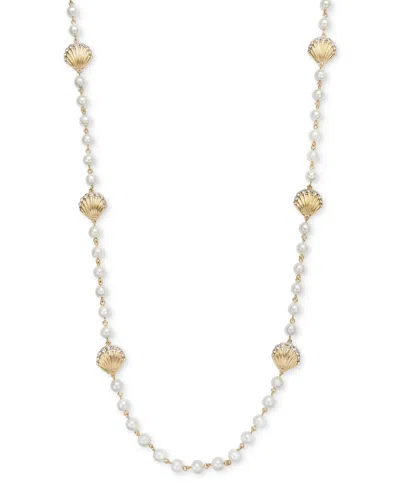 Charter Club Gold-tone Pave Shell & Imitation Pearl Collar Necklace, 16" + 2" Extender, Exclusively At Macy's