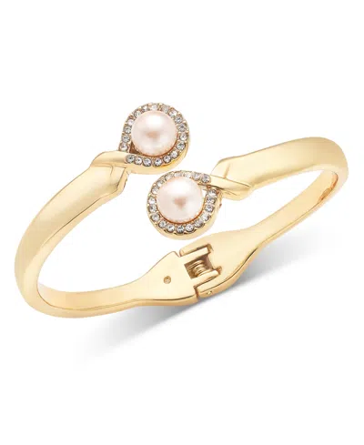 Charter Club Gold-tone Pink Imitation Pearl Bypass Hinge Bracelet, Exclusively At Macy's