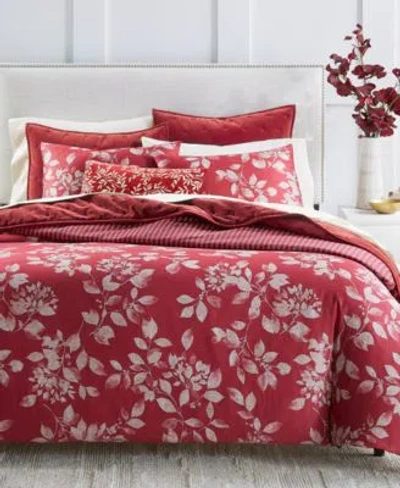 Charter Club Holiday Botanical Duvet Cover Sets Created For Macys In Red