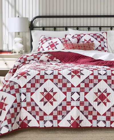 Charter Club Holiday Checker 3-pc. Quilt Set, King, Macy's Exclusive In Red