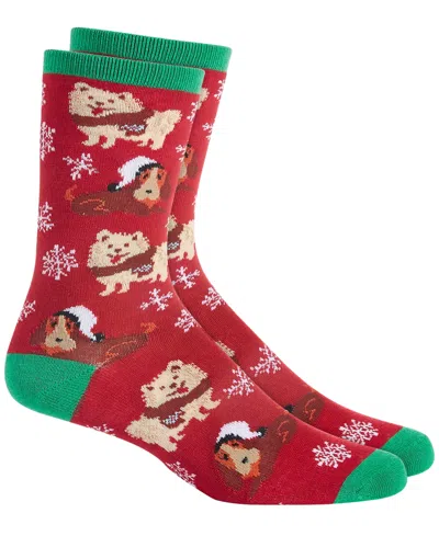 Charter Club Holiday Crew Socks, Created For Macy's In Holiday Puppies