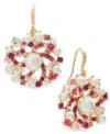 Charter Club Imitation Pearl & Glass Crystal Swirl Cluster Drop Earrings, Created For Macy's In Gold