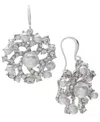 Charter Club Imitation Pearl & Glass Crystal Swirl Cluster Drop Earrings, Created For Macy's In White