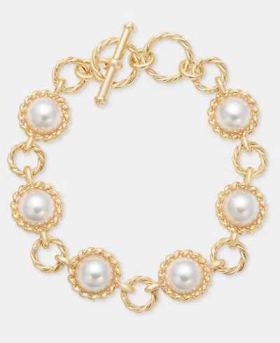 Charter Club Imitation Pearl Flex Bracelet, Macy's Exclusive In Gold