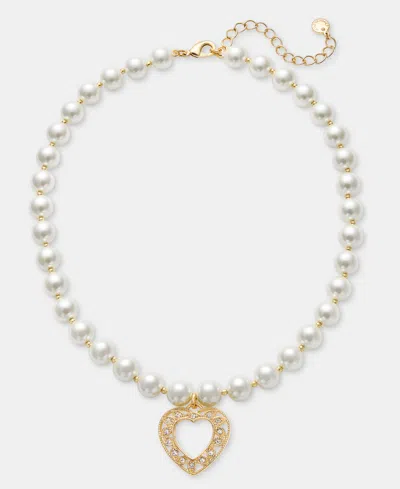 Charter Club Imitation Pearl Heart Pendant Necklace, Macy's Exclusive In Gold