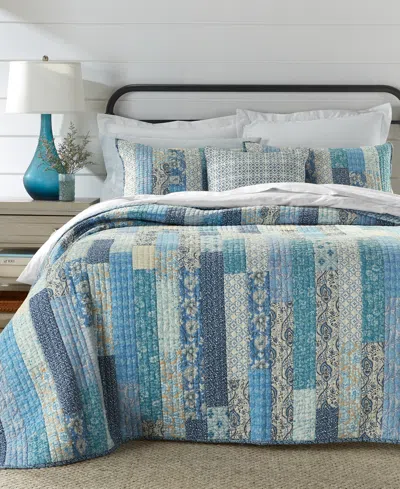 Charter Club Indigo Stripe Artisan 3-pc. Quilt Set, Full/queen, Exclusively At Macy's In Blue