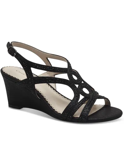 Charter Club Kelsah Womens Metallic Embellished Wedges In Black