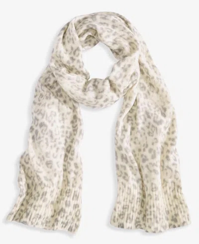 Charter Club Leopard Cashmere Ribbed Muffler, Macy's Exclusive In Neutral