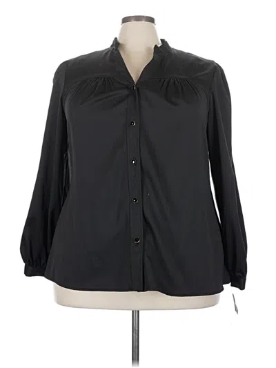 Pre-owned Charter Club Long Sleeve Blouse In Black