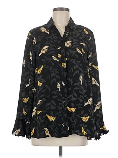 Pre-owned Charter Club Long Sleeve Blouse In Black