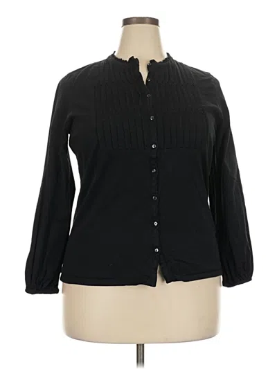 Pre-owned Charter Club Long Sleeve Blouse In Black