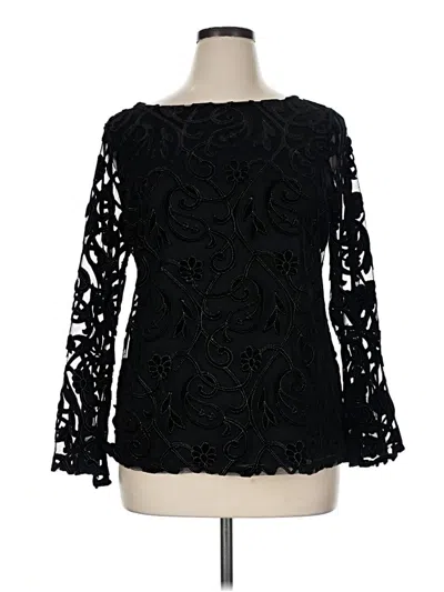 Pre-owned Charter Club Long Sleeve Blouse In Black