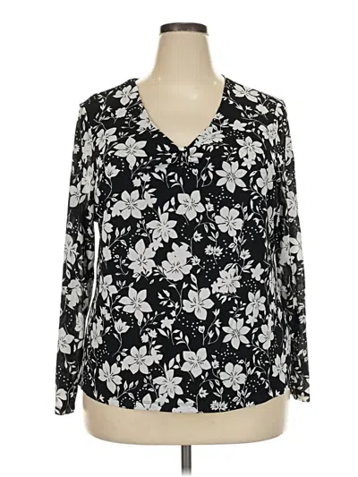 Pre-owned Charter Club Long Sleeve Blouse In Black