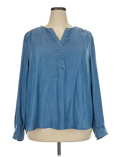 Pre-owned Charter Club Long Sleeve Blouse In Blue