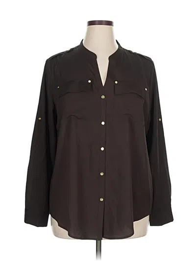 Pre-owned Charter Club Long Sleeve Blouse In Brown
