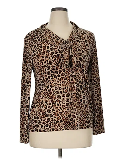 Pre-owned Charter Club Long Sleeve Blouse In Brown