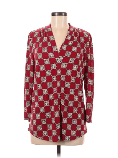 Pre-owned Charter Club Long Sleeve Blouse In Burgundy