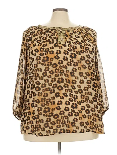 Pre-owned Charter Club Long Sleeve Blouse In Gold