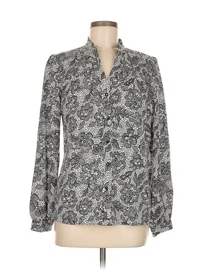 Pre-owned Charter Club Long Sleeve Blouse In Gray