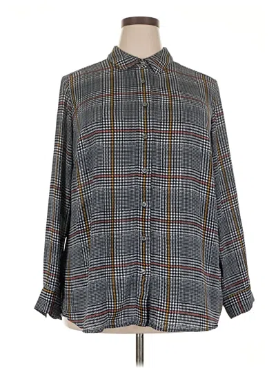 Pre-owned Charter Club Long Sleeve Blouse In Gray
