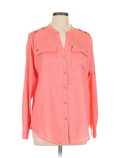 Pre-owned Charter Club Long Sleeve Blouse In Pink