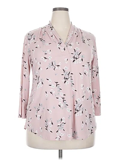 Pre-owned Charter Club Long Sleeve Blouse In Pink