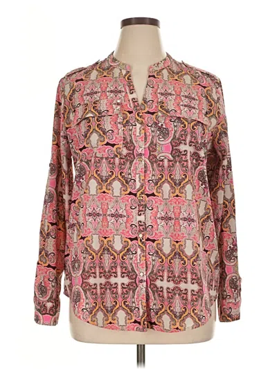 Pre-owned Charter Club Long Sleeve Blouse In Pink