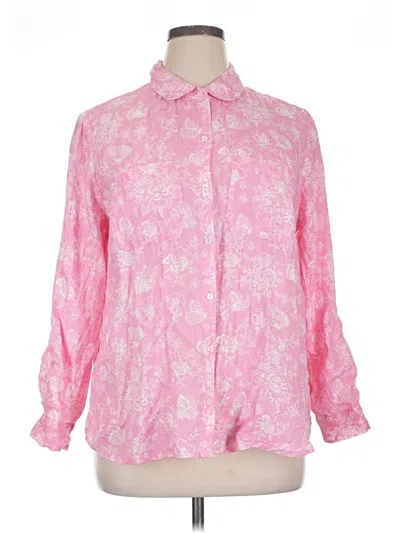 Pre-owned Charter Club Long Sleeve Blouse In Pink