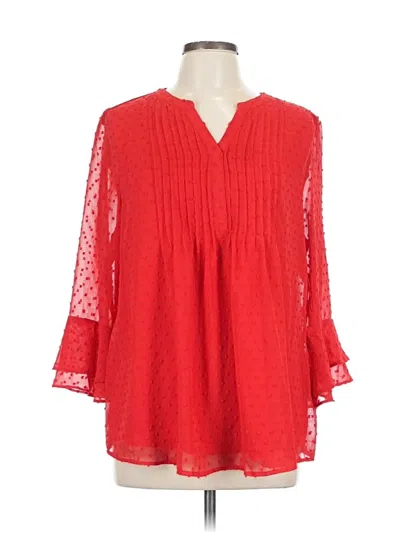 Pre-owned Charter Club Long Sleeve Blouse In Red