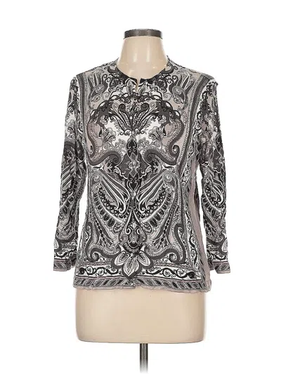 Pre-owned Charter Club Long Sleeve Blouse In Silver
