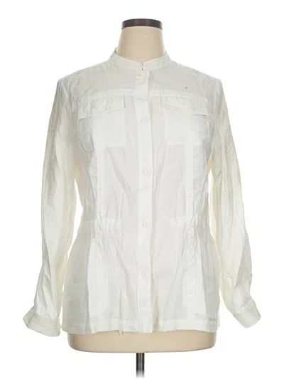 Pre-owned Charter Club Long Sleeve Blouse In White