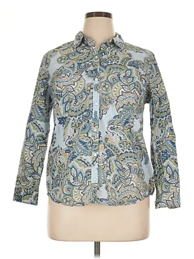 Pre-owned Charter Club Long Sleeve Button Down Shirt In Blue