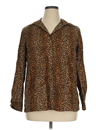 Pre-owned Charter Club Long Sleeve Button Down Shirt In Brown