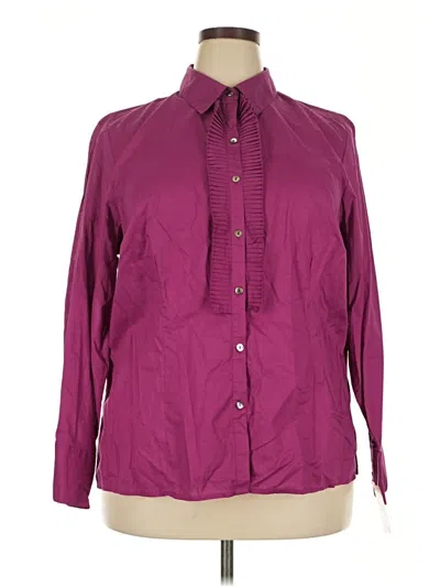 Pre-owned Charter Club Long Sleeve Button Down Shirt In Burgundy
