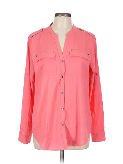 Pre-owned Charter Club Long Sleeve Button Down Shirt In Pink