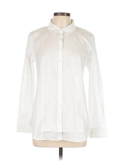 Pre-owned Charter Club Long Sleeve Button Down Shirt In White