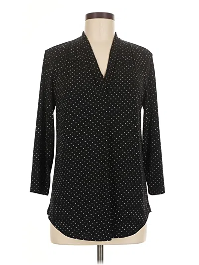 Pre-owned Charter Club Long Sleeve Polo Shirt In Black