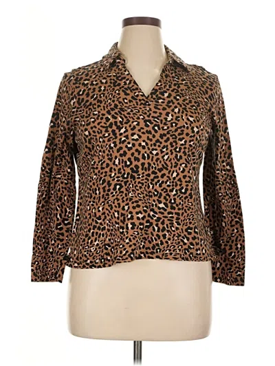 Pre-owned Charter Club Long Sleeve Polo Shirt In Brown