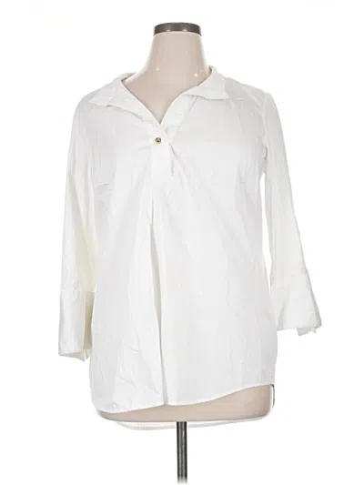 Pre-owned Charter Club Long Sleeve Polo Shirt In Ivory
