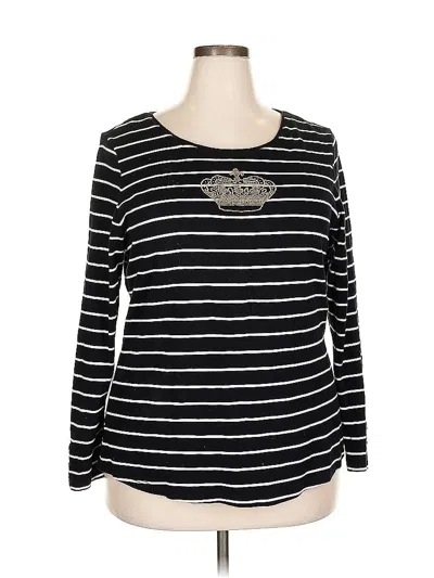 Pre-owned Charter Club Long Sleeve Top Black Boatneck Tops