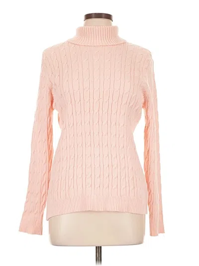 Pre-owned Charter Club Long Sleeve Top Pink Turtleneck Tops