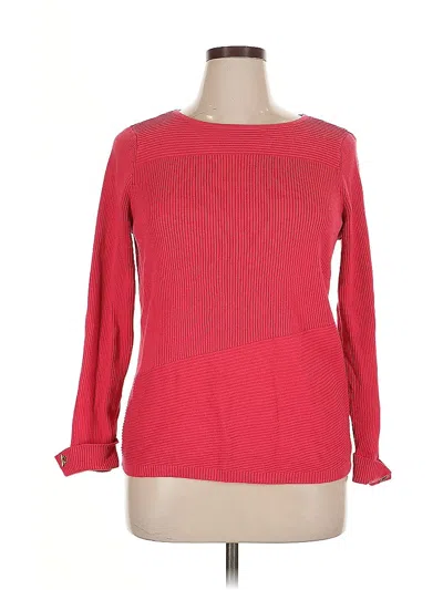 Pre-owned Charter Club Long Sleeve Top Red Boatneck Tops