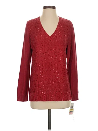 Pre-owned Charter Club Long Sleeve T-shirt In Burgundy