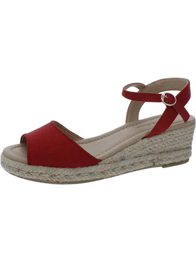 Charter Club Luchia Womens Canvas Buckle Wedge Sandals In Red