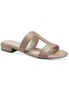 Charter Club Lulia Womens Faux Leather Round Toe Slide Sandals In Brown