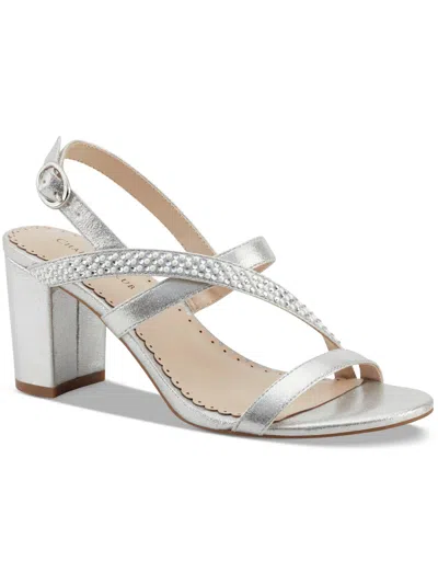 Charter Club Lunah Womens Glitter Criss-cross Slingback Sandals In Silver